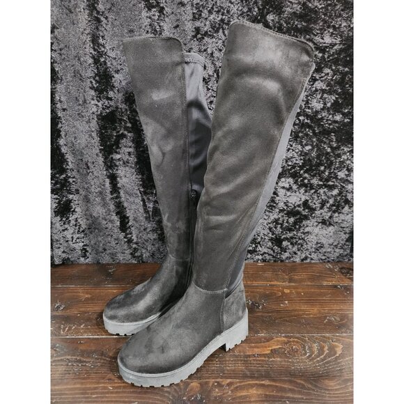 NEW Dirty Laundry MODIJ-007 Black Over-the-Knee Lug Sole Boots/Sz. 5 - Picture 1 of 10